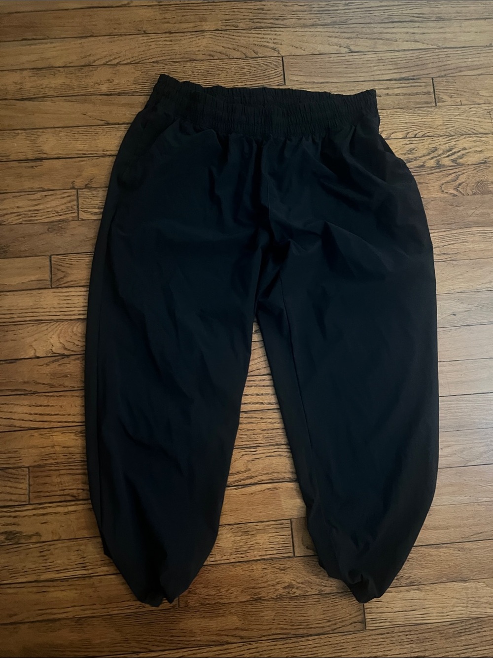 Women's Black Elastic-Waist Track Joggers
